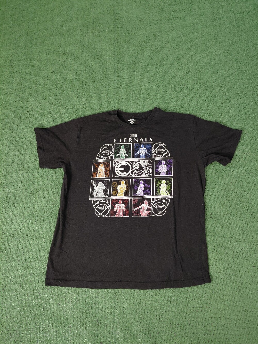 Marvel Studios Eternals Characters Collage Movie Black T Shirt Sz XL
